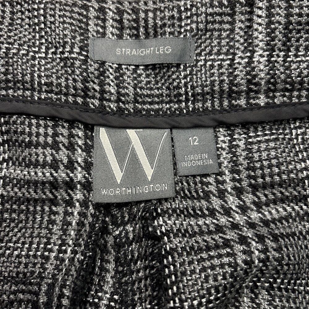 Worthington Woman Pants Plaid Houndstooth Dress Career Side Zipper Size 12 - Picture 9 of 10